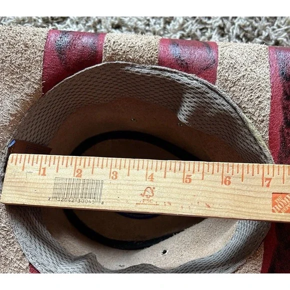 American Flag Cowboy Bull Hide Hat Star Brim Size Small - Picture 8 of 9